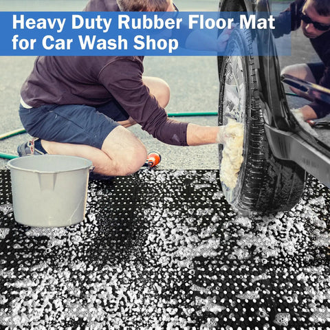 Heavy Duty Anti Fatigue Drainage Mat 82 By 35 Inch For Kitchens And Wet Areas, Non Slip Rubber Floor Mat in use at car wash