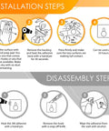 Installation and disassembly instructions for Matte Black Self Adhesive Towel Hooks, Heavy Duty SUS304 Stainless Steel Wall Or Door Mounted Hangers For Coat, Hat, Bag, Keys, Jacket, 4 Pack, No Drill Needed, Waterproof, Rustproof, Strong Stick On.
