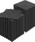 Interlocking Drainage Floor Tiles 55 Pack 12 by 12 Inches Non Slip Soft PVC Mats With 0.6 Inch Pin Support stacked view