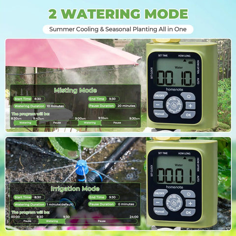 Outdoor Misting System With 26 Foot Hose, 7 Brass Nozzles, Three Quarter Inch Brass Adapter And Programmable Water Timer Interface