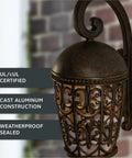 Outdoor Wall Lantern Sconce For Front Door And Patio, 21.25 Inch Exterior Light Fixture In Burnt Umber Finish, Modern Cage Shade Design To Level Up Your Curb Appeal, Weatherproof Exterior Lighting For Porch