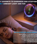 Woman sleeping beside Compact Desk Fan With 5000mAh Rechargeable Battery, Retro Low Noise Portable Table Fan With 5 Speed Settings
