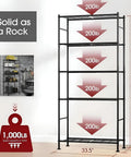 Heavy-Duty 5-Tier Freestanding Steel Shelving Racks Set, 2-Pack With Reinforced Frame, Adjustable Garage Storage Shelves