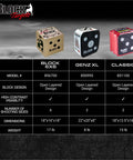 Comparison of GenZ XL 20 Inch Youth Archery Target and other models with dimensions and features table.