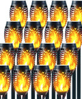 16 Pack Mini Solar Torch Lights With Flickering Flame Upgraded 12 LED Outdoor Waterproof Tiki Torches Auto On Off Super Bright