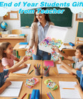 Awesome Fishing Theme End Of Year Gift Set For Students From Teacher with tackle boxes and bobbers in classroom.