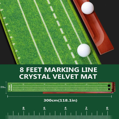 Indoor Putting Green With Auto Ball Return Real Turf Feel Putting Mat for Home Office or Backyard Practice 8-foot mat