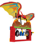 Gear Bots STEM Kit With Kinetic Creatures And Tech Brick Builds Hands On Papercraft Models 64 Page Learning Book On Axles Cams And Cranks Kid Friendly Everyday Engineering For Ages 8 To 12. Image shows a vivid kinetic winged creature model on tech brick frame.