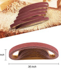 1x30 Inch Sanding Belts Set for Belt Sander, 24 Pack Aluminum Oxide Belts with Open Coat Resin Bond, shown in 1x30 inch measurements