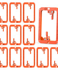 Low Voltage Mounting Bracket 1 Gang Pack Of 12 for Single Gang Wall Plate Install showing front view and bracket details.
