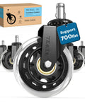 Upgraded Inline Style Office Chair Wheels 3 Inch Rubber Casters Universal Fit For 98 Percent Of Chairs Set Of 5 Heavy Duty Quiet