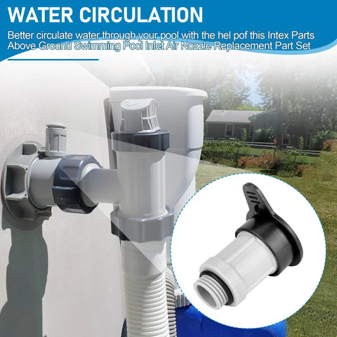 Air Jet Valve And Cap Kit For Above Ground Pool Inlets Universal Fit For Intex Models and More installed.