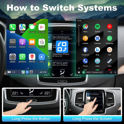 Image showing installation of Wireless CarPlay And Android Auto Module For Volvo Sensus 2016 To 2022 Plug And Play Retrofit Kit