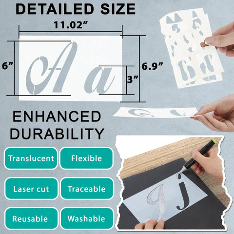 Dope 124 Alphabet Numbers Mandala Stencils Set With Large Six Inch And Small Three Inch Pro Grade Reusable Letter Templates