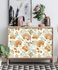 Dope Boho Floral Peel And Stick Wallpaper With Vintage Chomper Flower Design Removable Contact Paper for cabinets in decor.