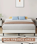 Full Size Box Spring And Mattress Foundation 5 Inch Low Profile Heavy Duty Metal Bed Base in a modern bedroom setting.