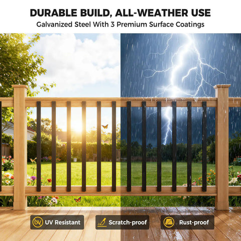 Heavy Duty 55 Iron Deck Balusters 32 Inch Rectangular Railing Kit With Built In Level End Caps And Screws Anti Rust Spindles