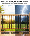Hella Sturdy 110 Pcs 32 Inch Rectangular Iron Deck Balusters Straight Railing Spindle Kit with galvanized steel in all-weather conditions.
