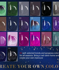 Display of 20 color-changing glitter powders, part of Dope Dip Powder Nail Kit With 20 Color Changing Glitter Powders And Full Liquid Set