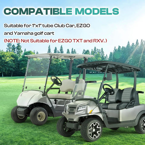 Universal Golf Cart Windshield Retaining Clips Set Of 2; compatible with Club Car, E-Z-GO, and Yamaha carts on a golf course