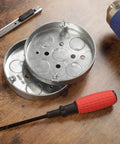 4-Pack Shallow Round Electrical Boxes For Ceiling Pancake Installations, 1/2-Inch Deep, 1/2-Inch Knockouts, 4-Inch Diameter