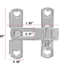 Four Pack Barn Door Latches Stainless Steel Brushed Nickel 1.89 Inch Square Flip Latches with measurements shown
