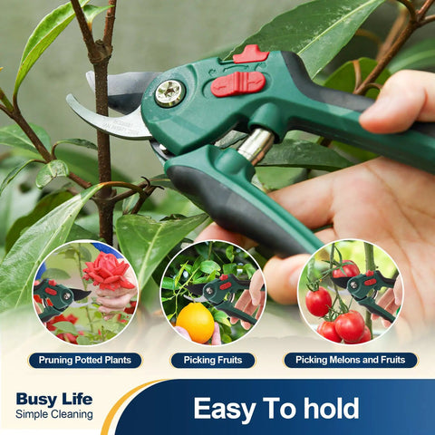 Two Pack Garden Pruning Shears For Quick Clean Cuts And Smooth Trim Of Branches Shrubs And Roses Heavy Duty Handheld