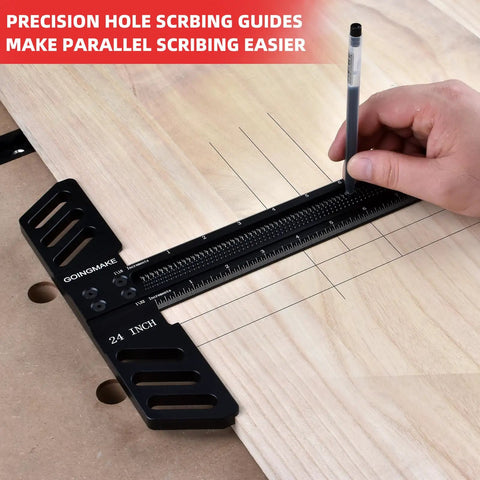 Heavy Duty 24 Inch Aluminum T Square Ruler Boss Grade Woodworking Layout Tool Pinpoint Precision Scribing Gauge For Carpenters marking lines on wood