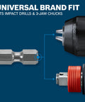 Close-up of hex shank and drill chuck for 10-Piece Chisel-Point Spade Bit Set For Fast Wood Drilling With Hex Shank Workhorse Bits