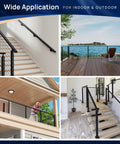 2 Pack 9 Ft Black Aluminum Handrail With Self Drilling Screws Aama 2604 Coated Heavy Duty Flat Deck Railing Solid Stair Guide Built Like A Tank Indoors Outdoors installed in various indoor and outdoor settings.