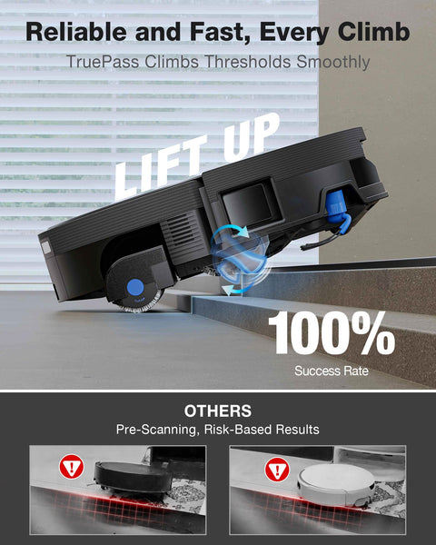 Omnicyclone Robot Vacuum And Mop With 22,000 Pa Blast Suction FocusJet 46,000 Pa Spray climbing stairs with 100% success