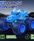 Remote Control Monster Truck For Kids 3 4 5 6 7 8 Dope 2.4GHz All Terrain Off Road RC Car With Sprayer Lights And Rechargeable Battery blue monster truck with colorful lights