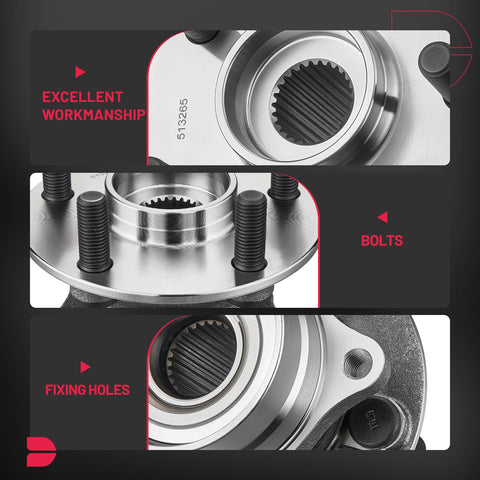 Detail view of Front Wheel Bearing Hub Assembly for Prius 2004 2005 2006 2007 2008 2009 5 Lug 1.5L L4 Engine Compatible Replacement Kit