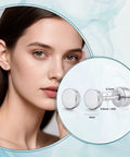 Implant Grade F136 Titanium Dot Stud Earrings Featuring Secure Screw Back Flat Posts displayed on model with dimensions.