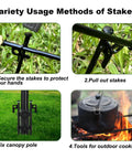 Heavy Duty Tent Stake Set 20 Pcs 16 Inch Forged Steel Stakes usage methods in different outdoor scenarios.