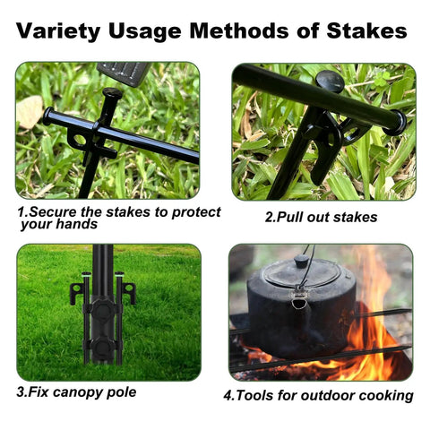 Heavy Duty Tent Stake Set 20 Pcs 16 Inch Forged Steel Stakes usage methods in different outdoor scenarios.