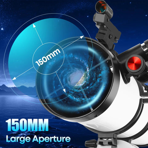 150mm Aperture Astronomy Telescope With 650mm Focal Length For Adults And Beginners Delivers Awesome Night Sky Views With Crystal Clear Images And Easy Setup For Family Stargazing Adventures That Rock. 150mm telescope tube and finder