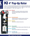 Top Rated Smart Set Rotor Sprinkler With 4 Inch Pop Up Design diagram showing components and features for backyard irrigation.