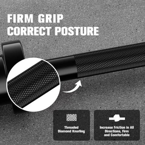 Close-up of knurled grip on Olympic Barbell 4ft 6ft 25mm Shaft For Serious Gains Heavy Duty Weightlifting Bar For Squats Deadlifts