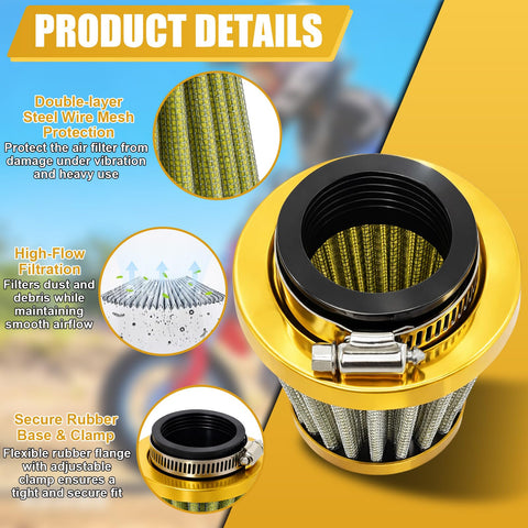 Two Pack 38mm Air Filter for 50cc to 200cc Small Engines, Fits Gy6 Apollo Scooters, ATVs, Dirt Bikes, Product Details