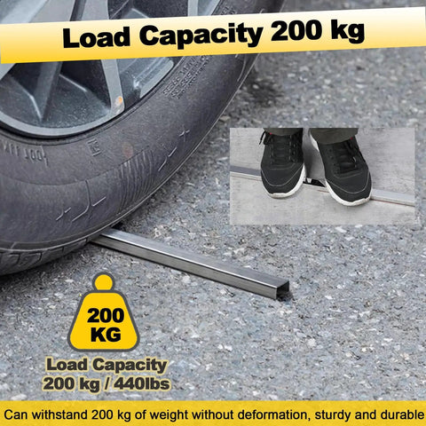 Stainless Steel Beefy Thin Cable Hider Floor Trim Self Adhesive Wire Cover Raceway under tire showing 200kg load capacity
