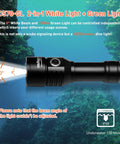 Two In One Scuba Diving Light With 1500 Lumen White Beam And Green Signal For Night Dives showcased underwater