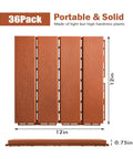 Interlocking Plastic Deck Tiles For Outdoor Spaces 36 Pieces 12x12 Inch Brown Waterproof All Weather Patio Tiles