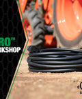 Heavy Duty 12/3 25 Foot Extension Cord For Farm And Shop Use All Copper Wire SJTOW Weather Rated Extra Durable Molded Plug Cold Weather Ready From -58F To 221F Black coiled on farm ground