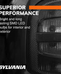 Close-up of car taillight with Bright White LED Mini Bulbs 194 T10 W5W Replacement Pair for interior and exterior lighting.