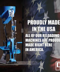 XL750 Auto Indexing Progressive Reloading Press For 9mm Cartridges made in USA with American flag backdrop