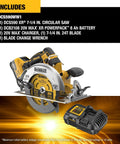 Game Changer 20V Max Brushless Cordless 7-1/4 Inch Circular Saw Kit With Fast Battery And Charger showing circular saw and charger.