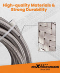 Close-up of braided steel in 8AN 20 Foot Braided Fuel Line Kit With One Half Inch PTFE Hose And Steel AN8 Fittings For E85 Fuel
