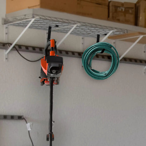 Heavy Duty Bike Hooks For Garage Ceiling Mount Rack With Overhead Storage Four Pack Flat Hooks organizing tools and hose