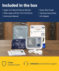 A&D Medical UA-767FAC multi-user upper-arm blood pressure monitor with wide cuff (22-42 cm) and carrying case.